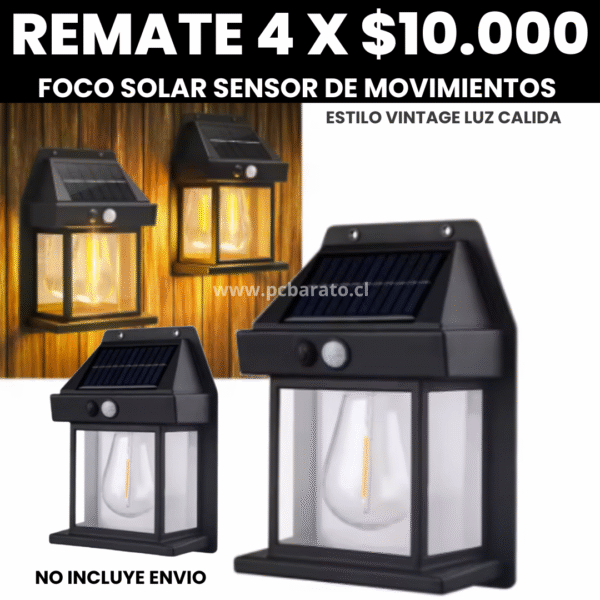 4 x $10.000 Foco Solar Luz Cálida